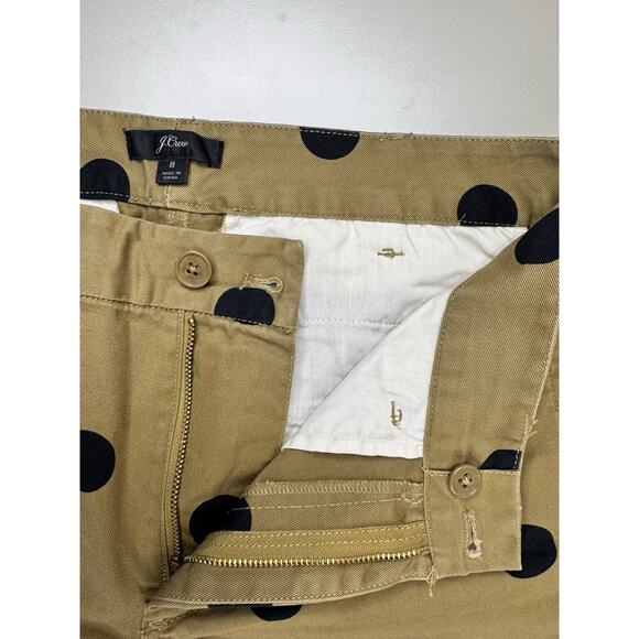 J.Crew Polka Dot Chino Pants Womens 8 Tan Black Ankle Crop 100% Cotton Preppy - Picture 6 of 12